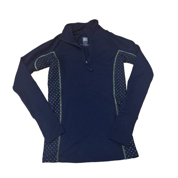 aerie Tops - Aerie Fit Women's Long Sleeve Zipper Navy Blue Thermal Workout Tops Size SP